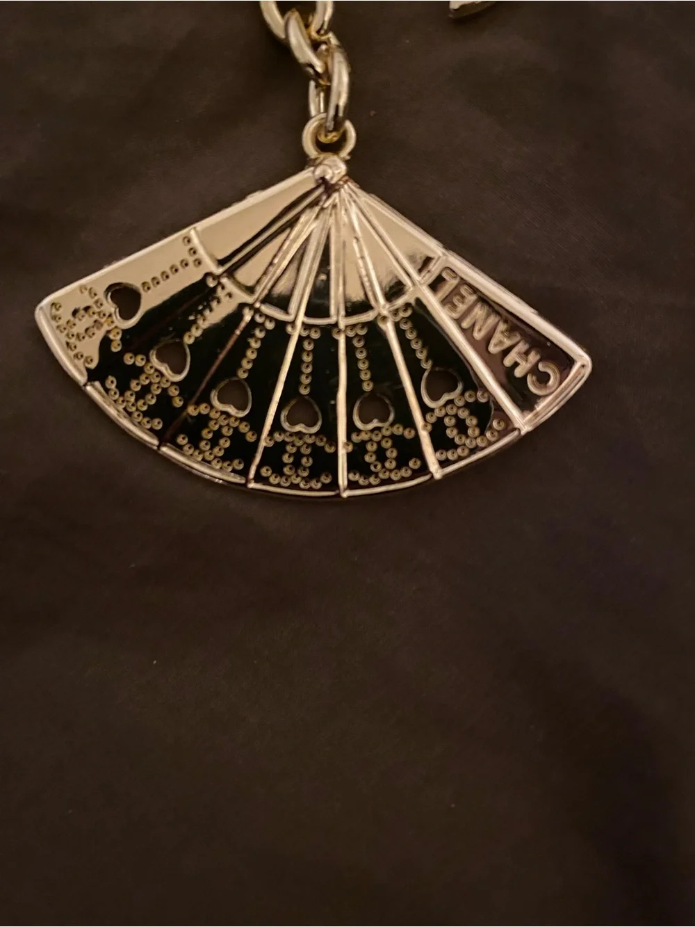 Gold-Tone Fan Charm Keychain